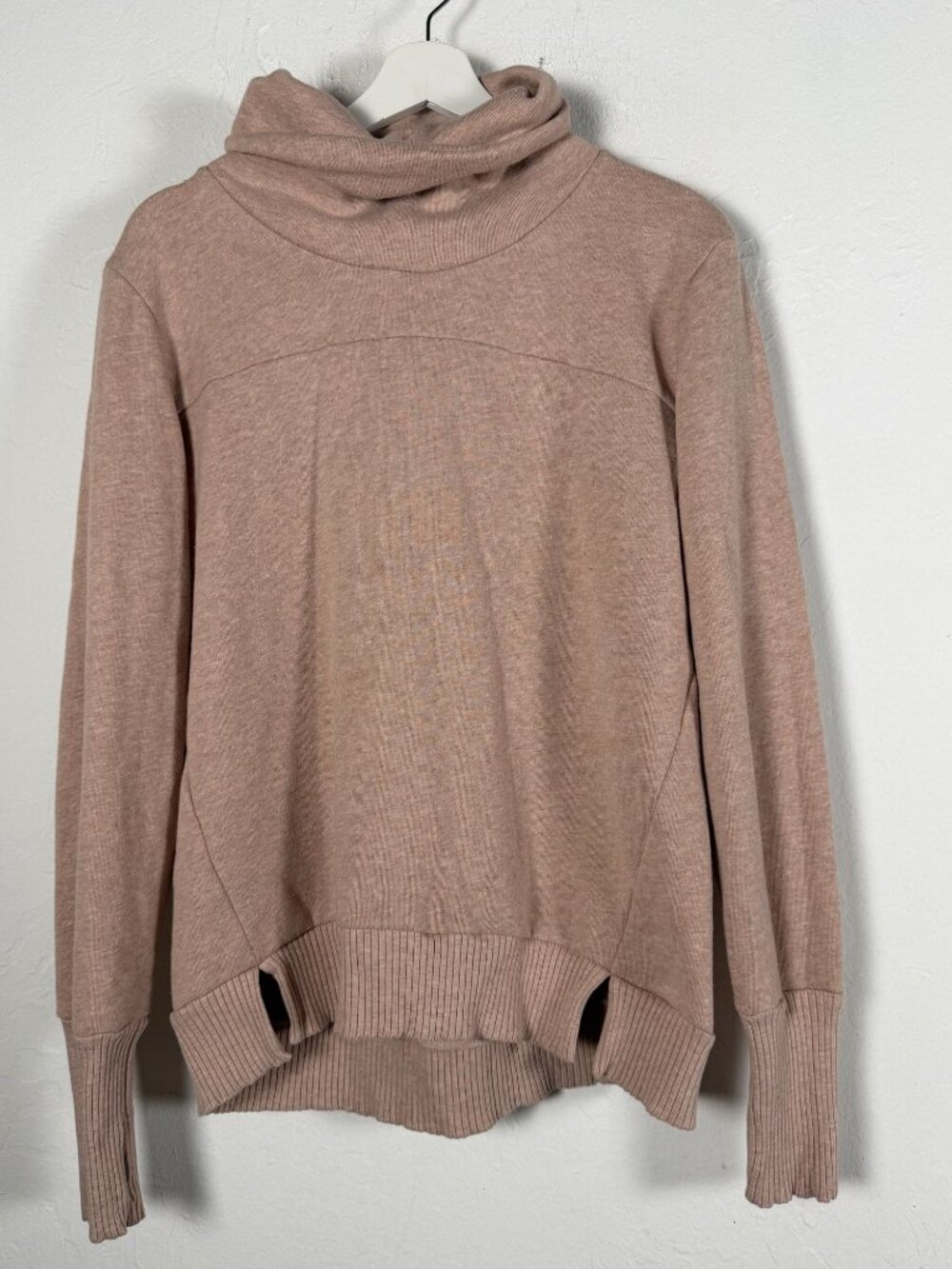 Alo Yoga Haze Long Sleeve Sweatshirt Pink Cowl Neck Pullover Sweater Medium